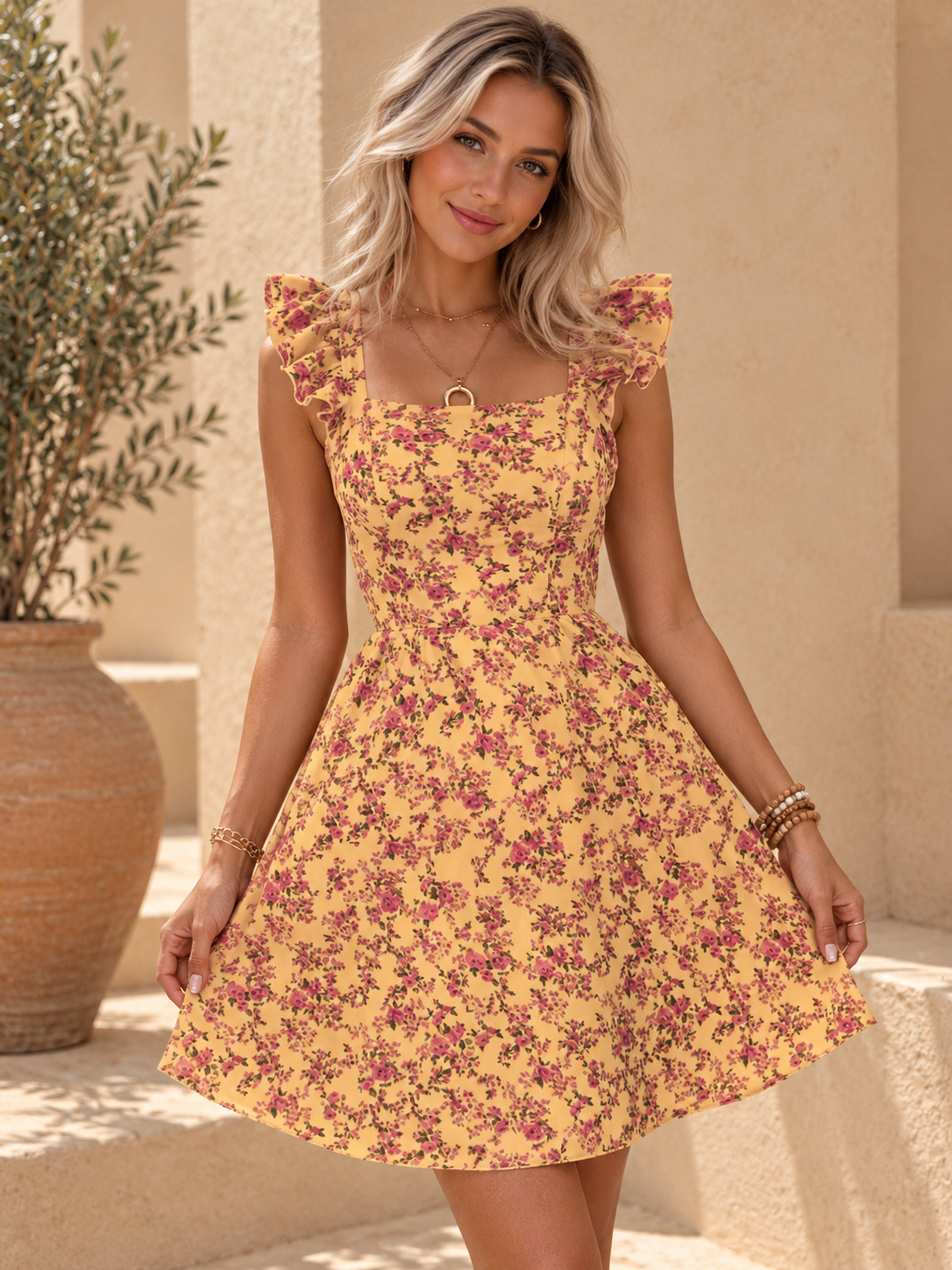 Sophia – Floral Bow Mini Dress